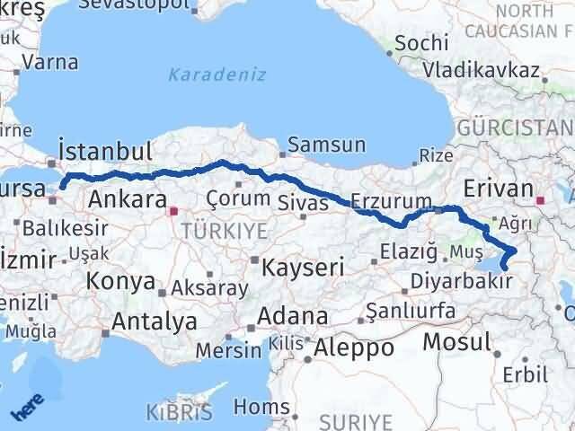 Van Orhangazi Bursa Arası Kaç Km - Yol Haritası