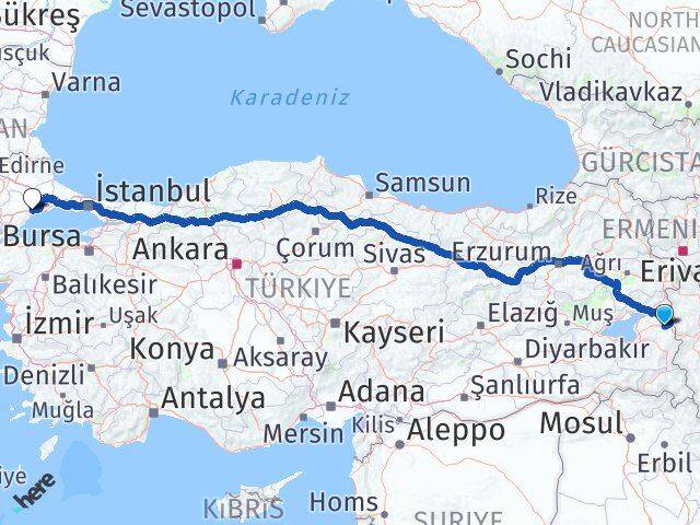 Van Özalp Tekirdağ Arası Kaç Km - Yol Haritası