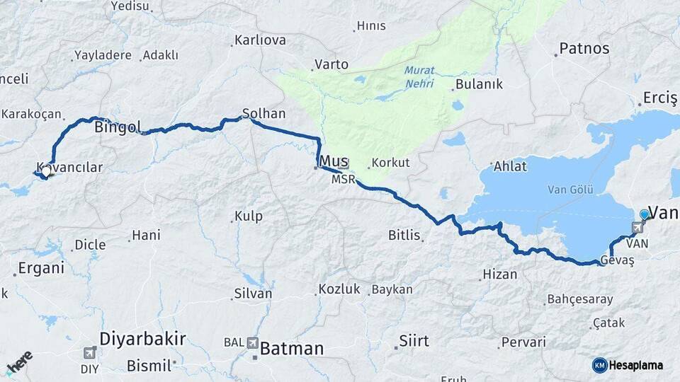Van Palu Elazığ Arası Kaç Km - Yol Haritası