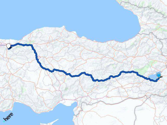 Van Pamukova Sakarya Arası Kaç Km - Yol Haritası
