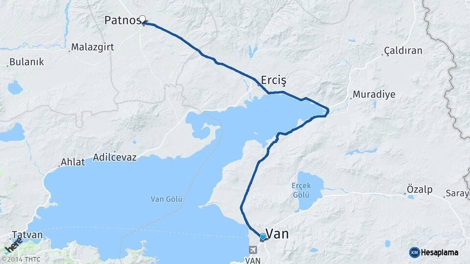 Van Patnos Ağrı Arası Kaç Km - Yol Haritası