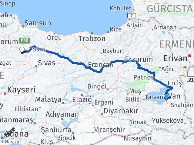 Van Pazar Tokat Arası Kaç Km - Yol Haritası
