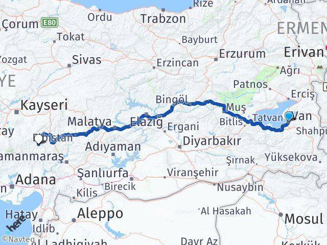 Van Saimbeyli Adana Arası Kaç Km - Yol Haritası