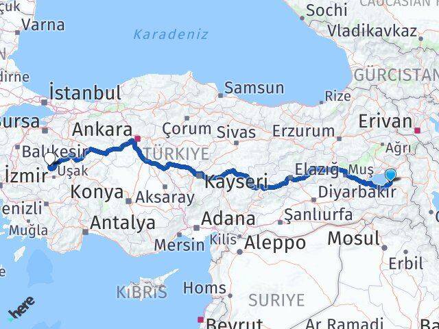 Van Şaphane Kütahya Arası Kaç Km - Yol Haritası