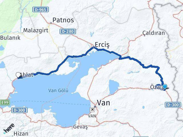 Van Saray Ahlat Bitlis Arası Kaç Km - Yol Haritası