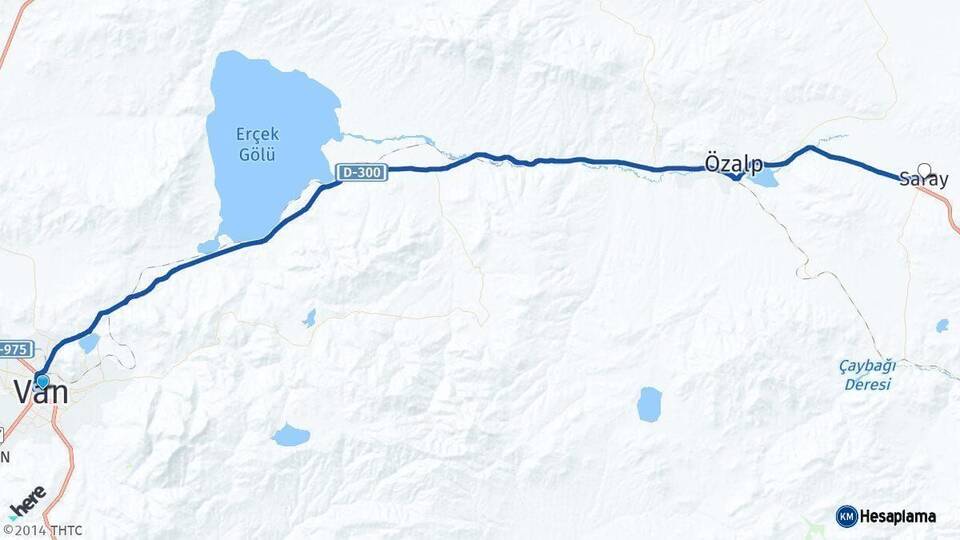 Van Saray Arası Kaç Km - Yol Haritası