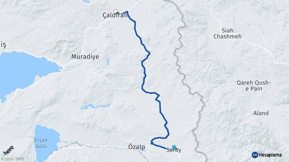 Van Saray Çaldıran Arası Kaç Km - Yol Haritası
