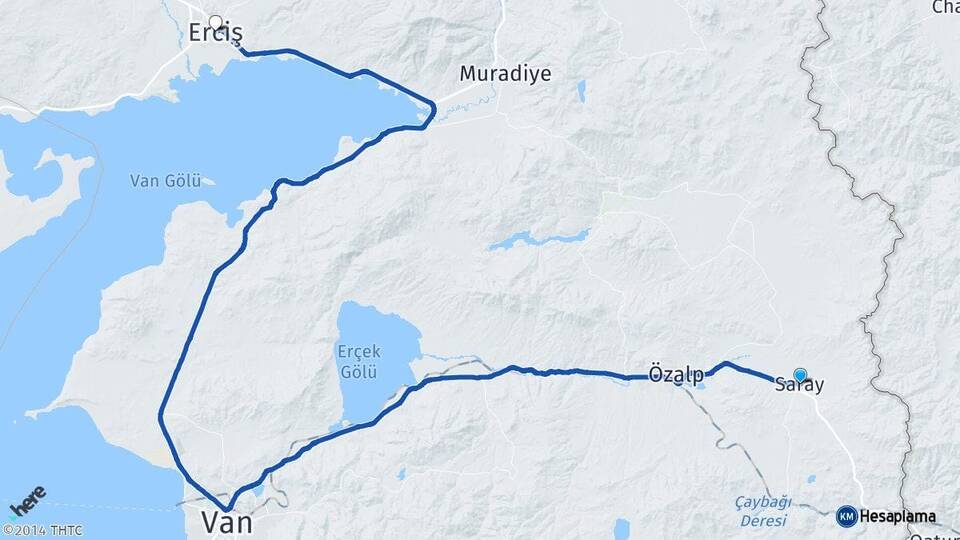 Van Saray Erciş Arası Kaç Km - Yol Haritası