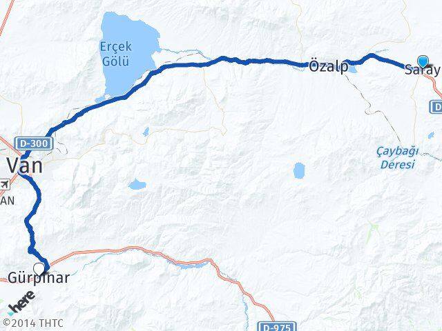 Van Saray Gürpınar Arası Kaç Km - Yol Haritası