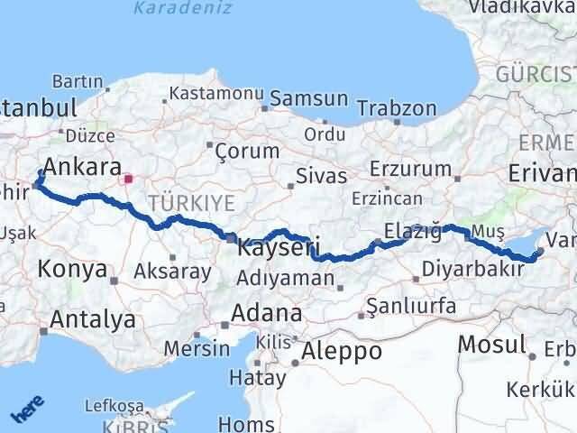 Van Sarıcakaya Eskişehir Arası Kaç Km - Yol Haritası