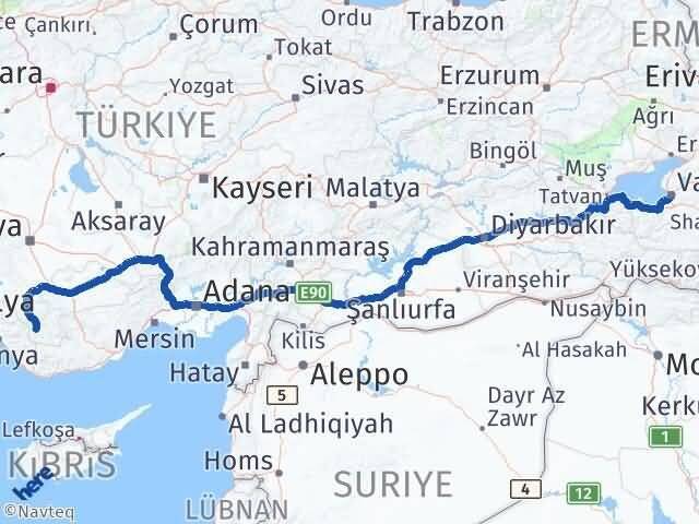 Van Sarıveliler Karaman Arası Kaç Km - Yol Haritası