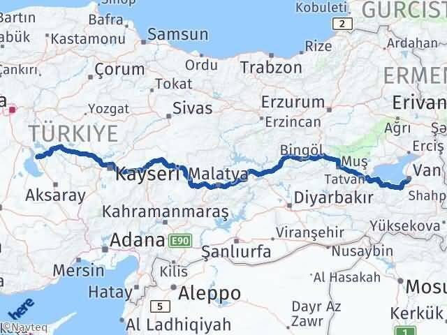 Van Şereflikoçhisar Ankara Arası Kaç Km - Yol Haritası