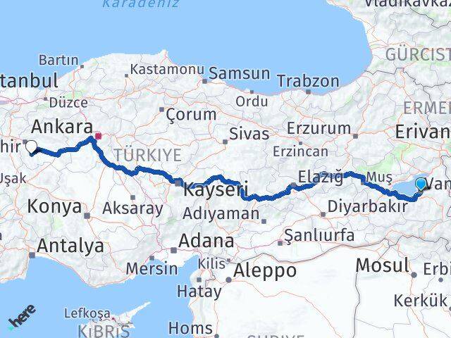 Van Seyitgazi Eskişehir Arası Kaç Km - Yol Haritası