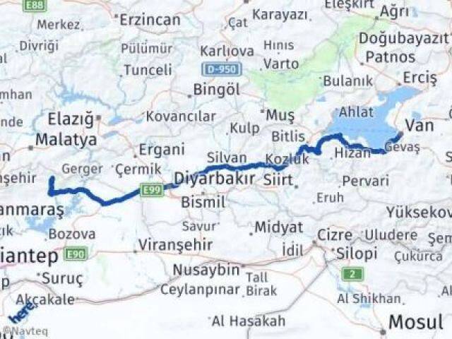 Van Sincik Adıyaman Arası Kaç Km - Yol Haritası