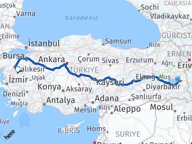 Van Sındırgı Balıkesir Arası Kaç Km - Yol Haritası