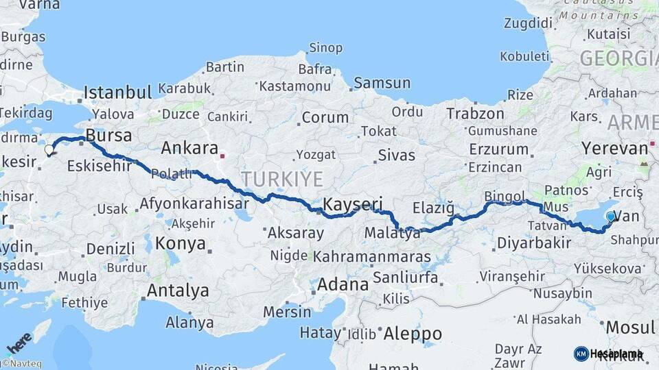 Van Susurluk Balıkesir Arası Kaç Km - Yol Haritası
