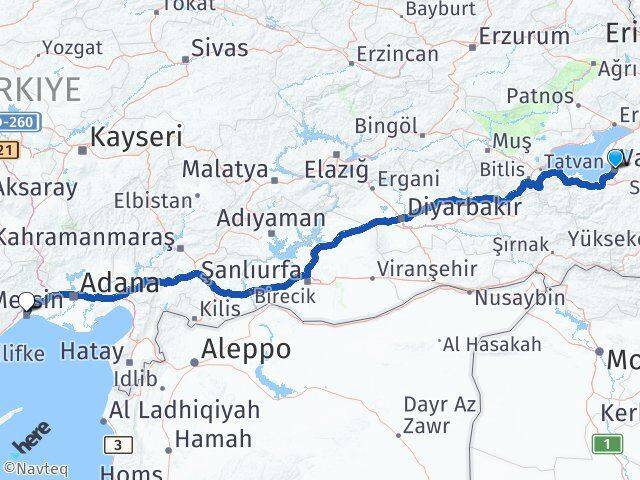 Van Toroslar Mersin Arası Kaç Km - Yol Haritası