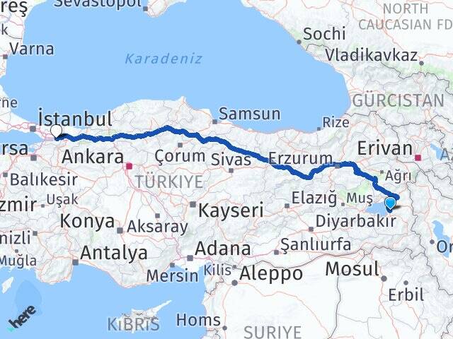 Van Tuşba İzmit Kocaeli Arası Kaç Km - Yol Haritası