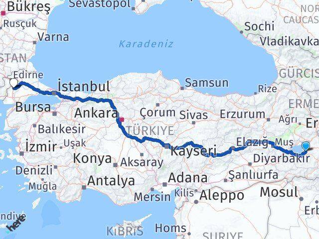 Van Uzunköprü Edirne Arası Kaç Km - Yol Haritası