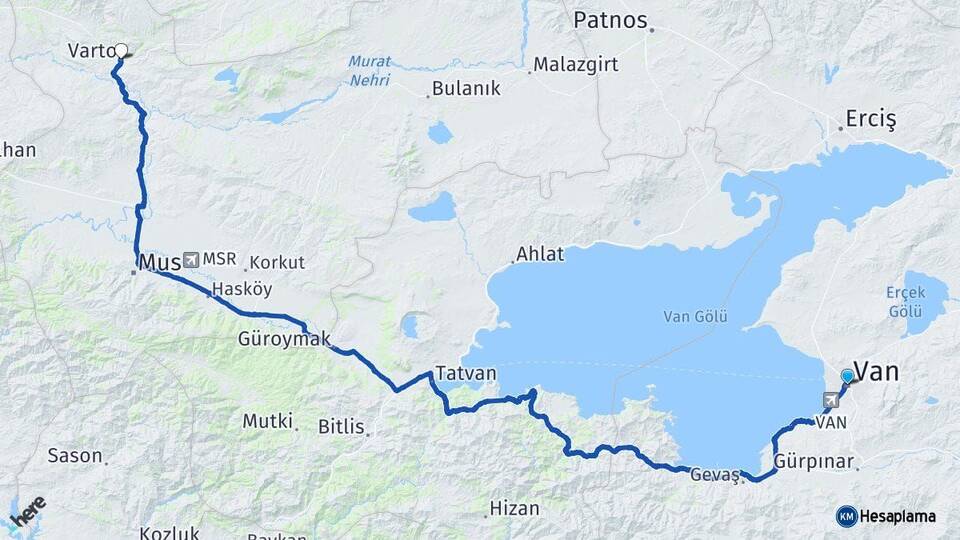 Van Varto Muş Arası Kaç Km - Yol Haritası