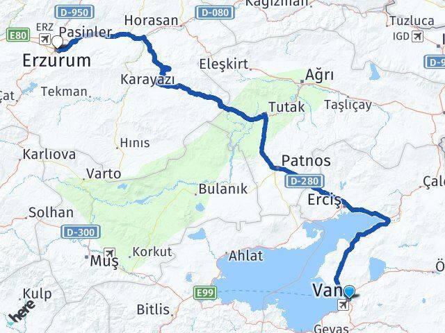 Van Yakutiye Erzurum Arası Kaç Km - Yol Haritası