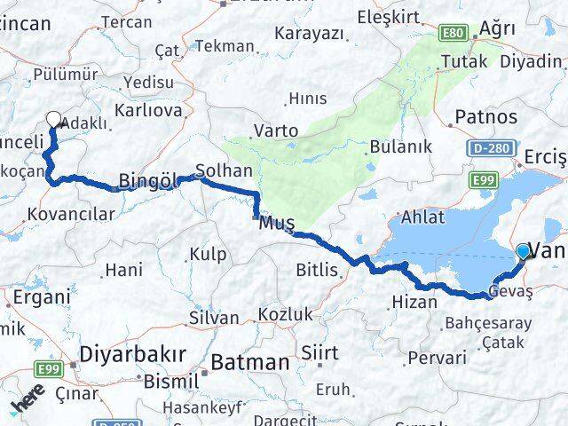 Van Yayladere Bingöl Arası Kaç Km - Yol Haritası