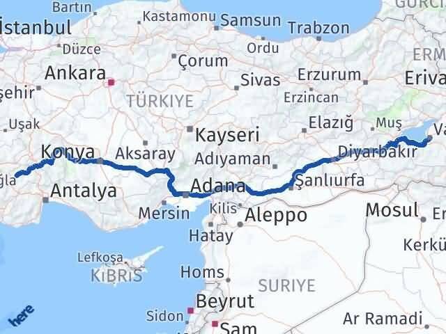 Van Yeşilova Burdur Arası Kaç Km - Yol Haritası