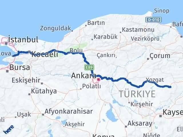 Yalova Akdağmadeni Yozgat Arası Kaç Km - Yol Haritası