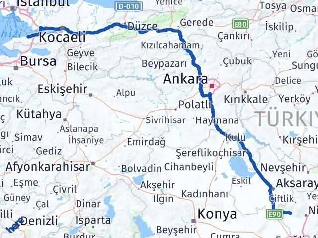 Yalova Altunhisar Niğde Arası Kaç Km - Yol Haritası