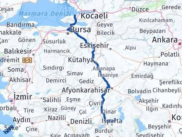 Yalova Atabey Isparta Arası Kaç Km - Yol Haritası