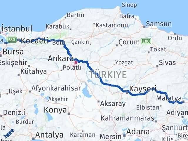 Yalova Battalgazi Malatya Arası Kaç Km - Yol Haritası
