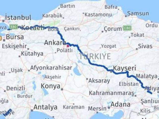Yalova Besni Adıyaman Arası Kaç Km - Yol Haritası