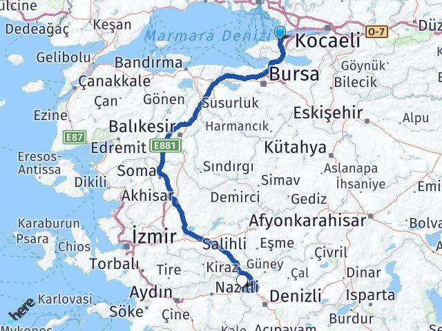 Yalova Buharkent Aydın Arası Kaç Km - Yol Haritası