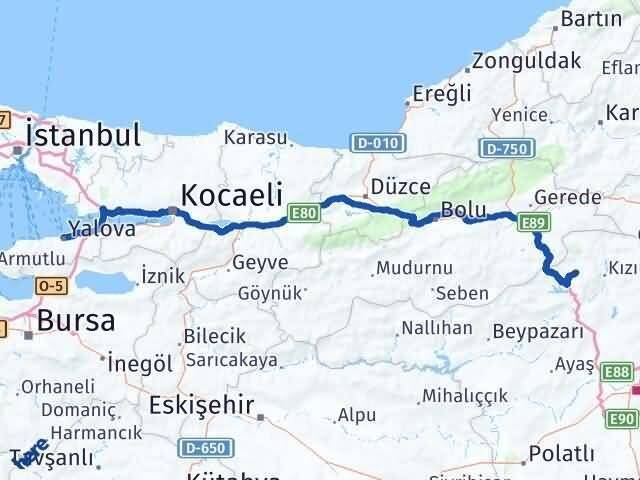 Yalova Çamlıdere Ankara Arası Kaç Km - Yol Haritası