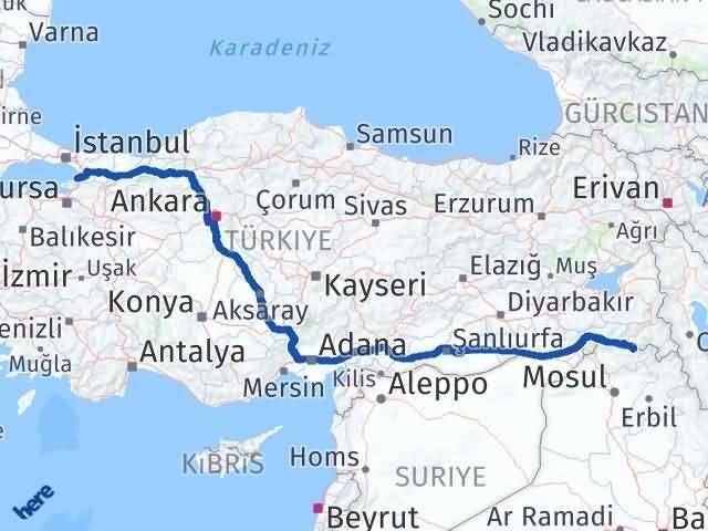 Yalova Çukurca Hakkari Arası Kaç Km - Yol Haritası