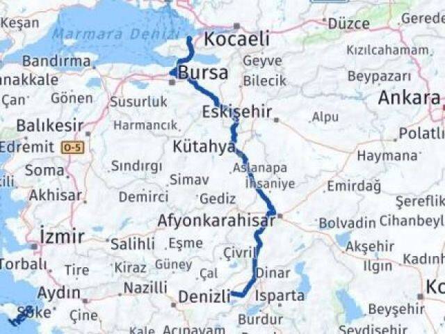 Yalova Dazkırı Afyonkarahisar Arası Kaç Km - Yol Haritası