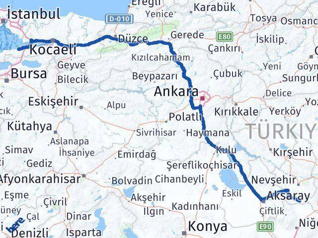 Yalova Derinkuyu Nevşehir Arası Kaç Km - Yol Haritası