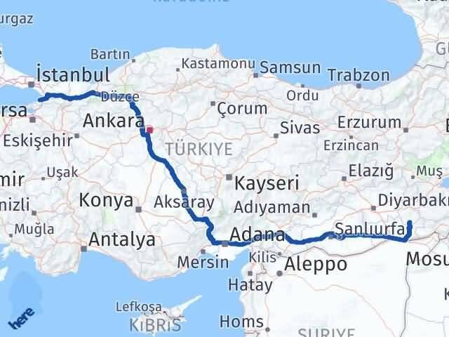 Yalova Gercüş Batman Arası Kaç Km - Yol Haritası