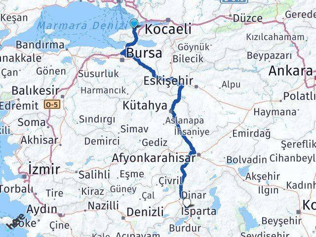 Yalova Keçiborlu Isparta Arası Kaç Km - Yol Haritası