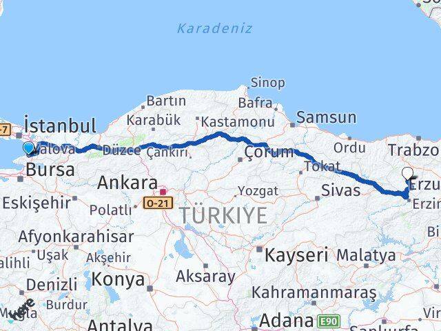 Yalova Kelkit Gümüşhane Arası Kaç Km - Yol Haritası