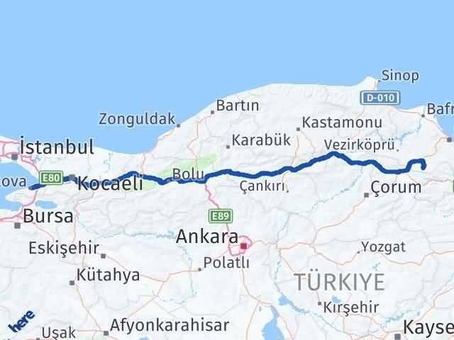 Yalova Ladik Samsun Arası Kaç Saat? Yol Haritası, Yakıt, Rota ve Mesafe Hesaplama Yalova Ladik Samsun Arası Kaç Km? Kaç Saat? Yol Haritası