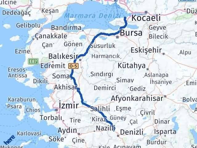 Yalova Sarayköy Denizli Arası Kaç Km - Yol Haritası