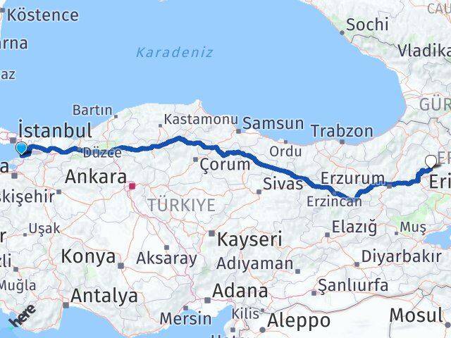 Yalova Sarıkamış Kars Arası Kaç Km - Yol Haritası
