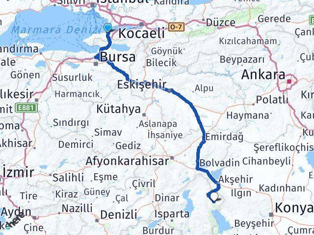 Yalova Şarkikaraağaç Isparta Arası Kaç Km - Yol Haritası