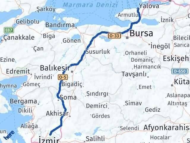 Yalova Şehzadeler Manisa Arası Kaç Km - Yol Haritası