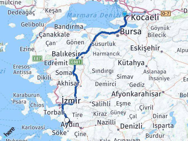 Yalova Selçuk İzmir Arası Kaç Km - Yol Haritası
