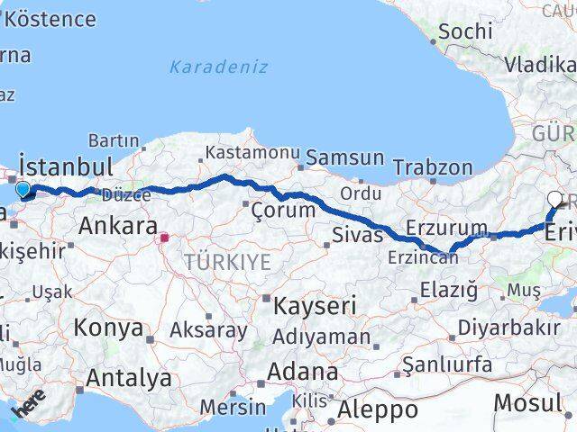 Yalova Selim Kars Arası Kaç Km - Yol Haritası
