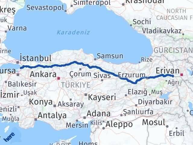 Yalova Tuzluca Iğdır Arası Kaç Km - Yol Haritası