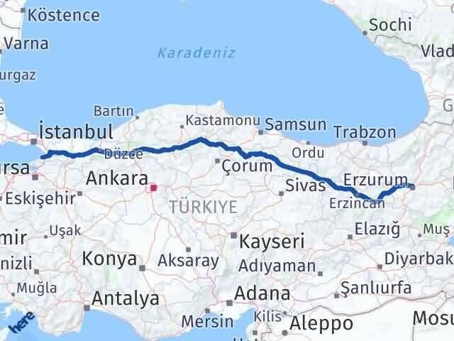 Yalova Yakutiye Erzurum Arası Kaç Km - Yol Haritası