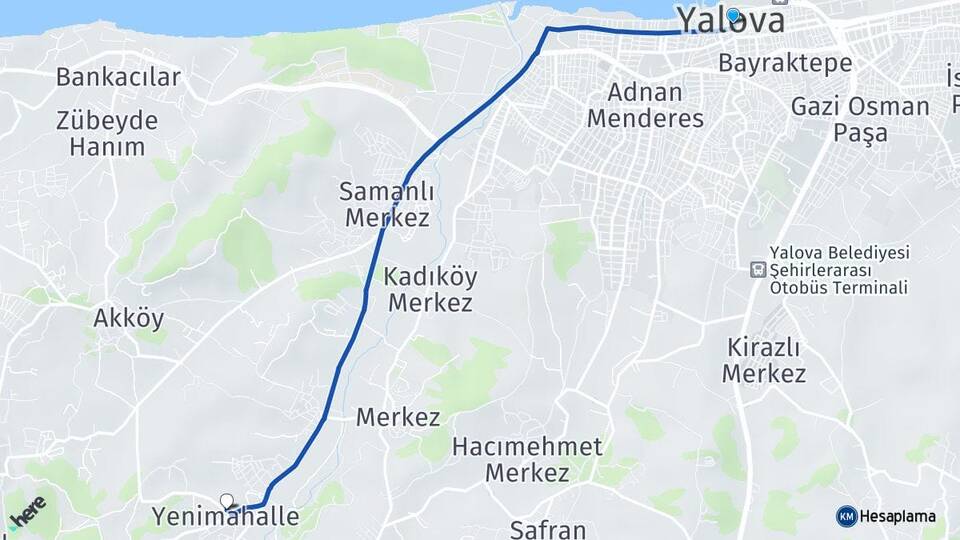 Yalova Yenimahalle Termal Arası Kaç Km - Yol Haritası